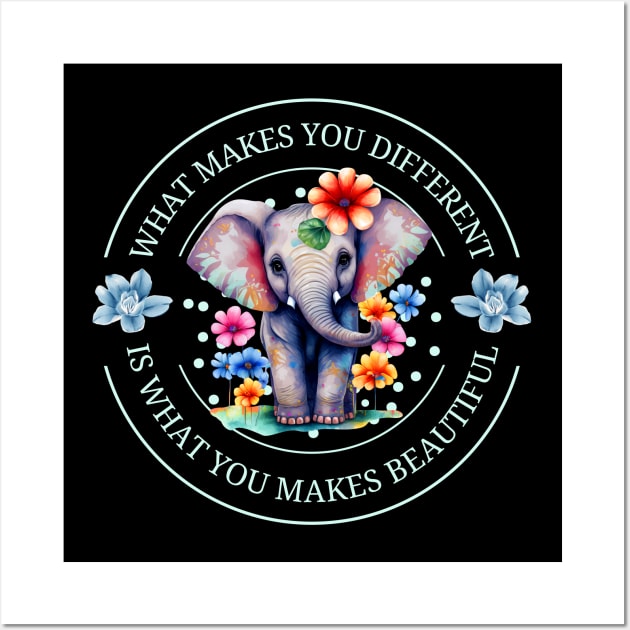 autism awareness day 2023 cute colorful baby elephant Wall Art by Ballari